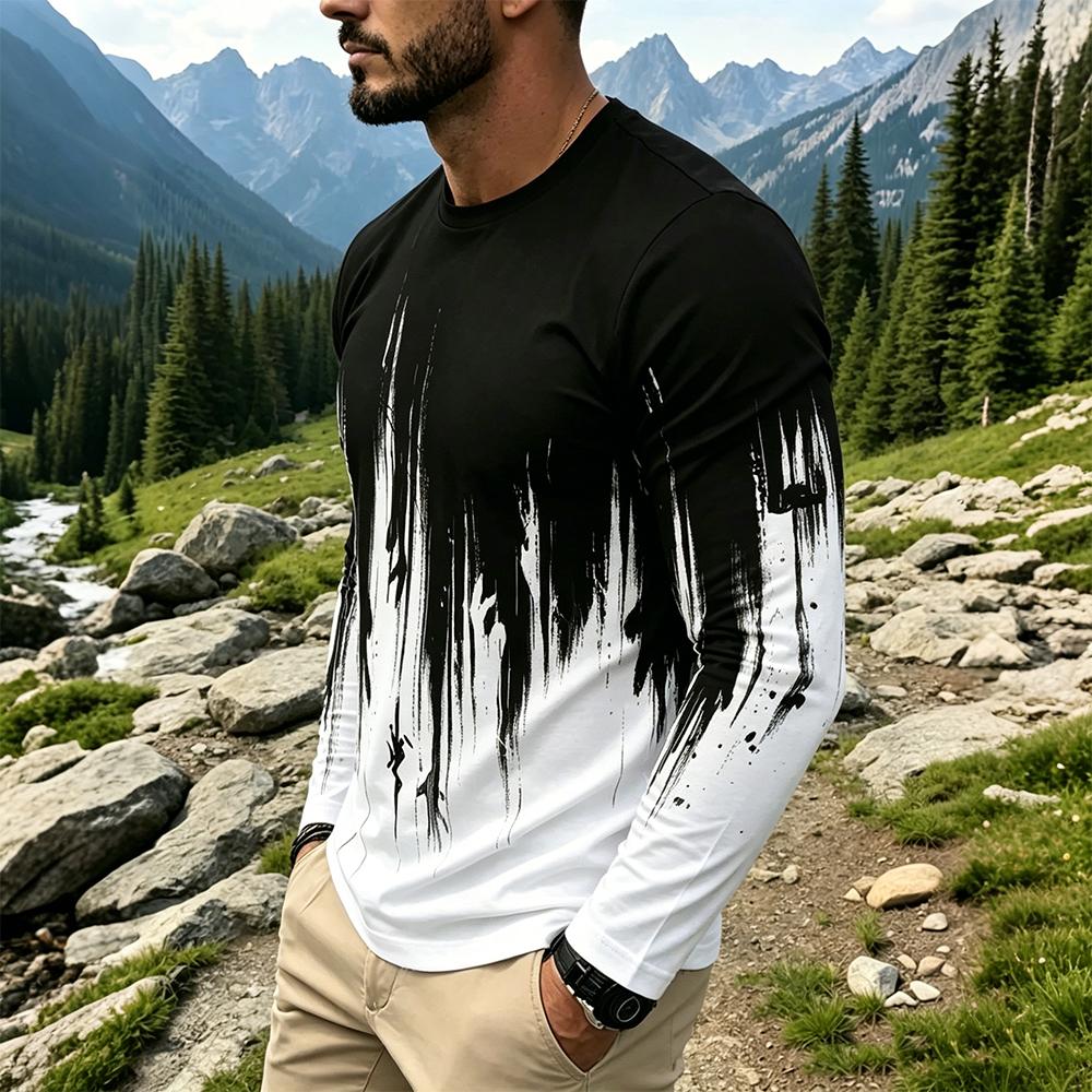Men's Gradient Ink Splash Long - Fashion Streetwear ulasan dan harga