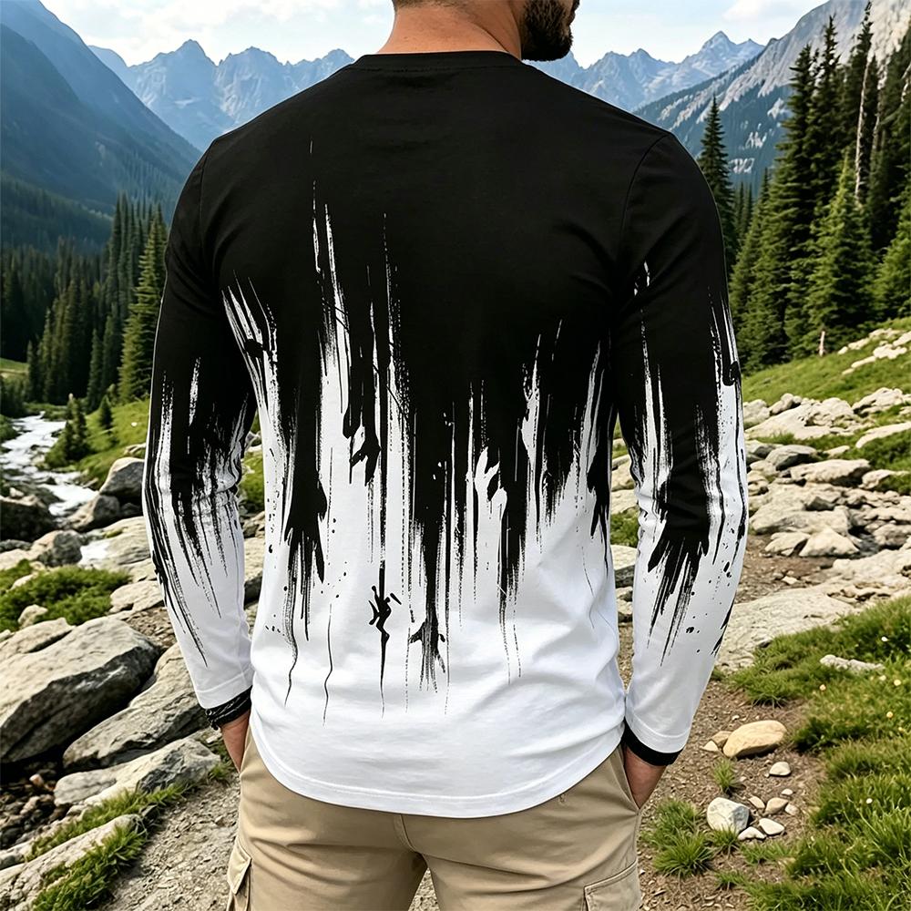 Men's Gradient Ink Splash Long - Fashion Streetwear ulasan dan harga