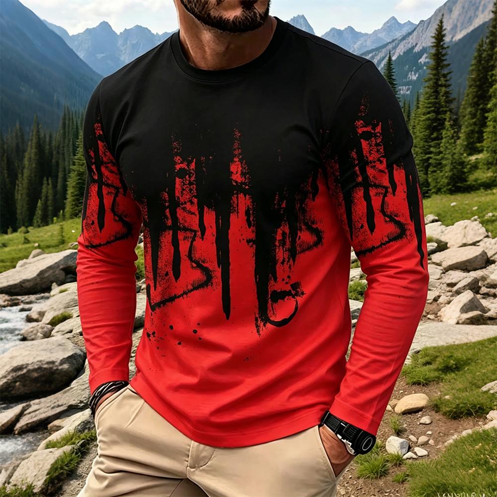 Men's Gradient Ink Splash Long - Fashion Streetwear ulasan dan harga