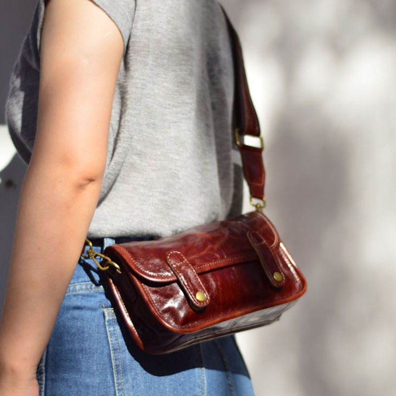 Leather Casual Retro Shoulder  - Street Fashion Com ulasan dan harga